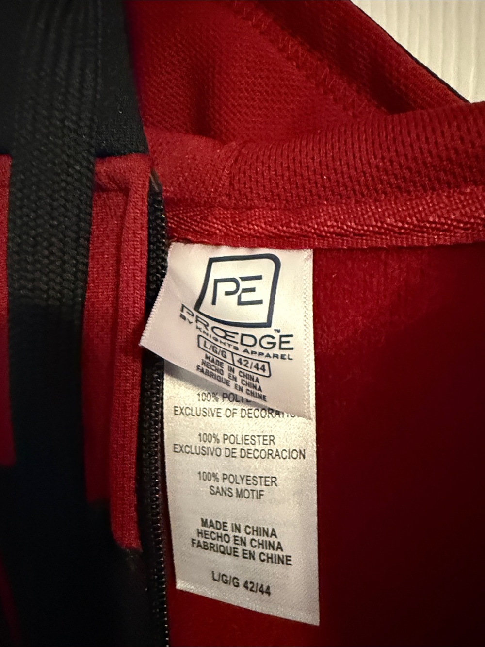 Pro Edge Red and Black Carolina Zip-Up Hoodie - Picture 3 of 5